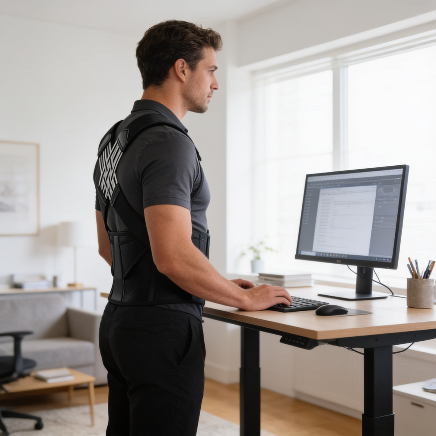 Posture corrector in use - lifestyle