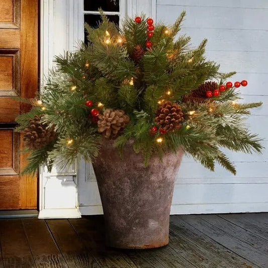 Pre-Lit Artificial Christmas Tree Urn Filler – Feel Real Tips